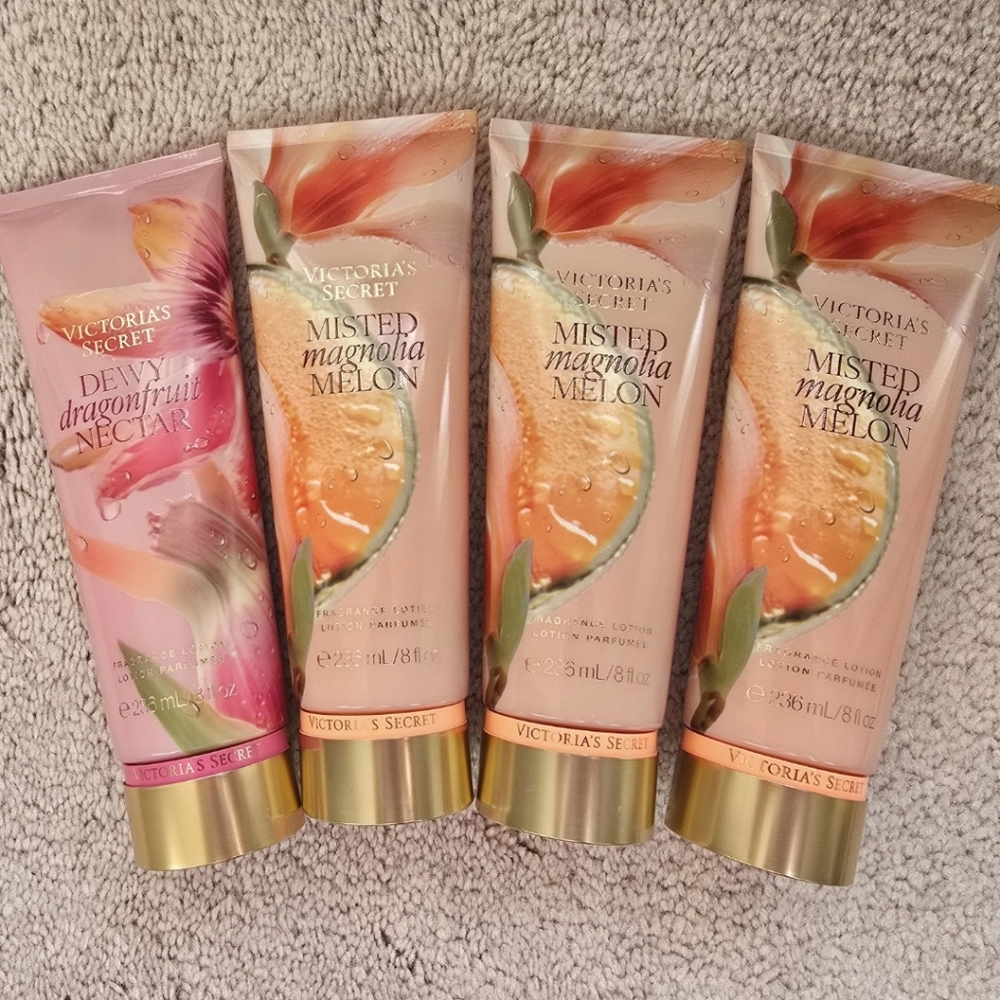 4 Victoria's Secret Lotions Body Moisturizer Magnolia Melon Dragonfruit Nectar
